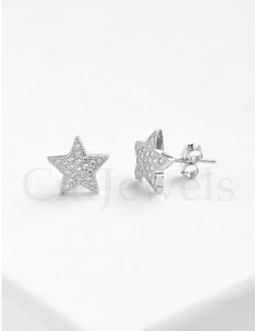 CZ Curved Star Earrings
