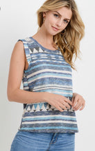 Load image into Gallery viewer, Blue Multi Geo Print Hatchi Muscle Tee
