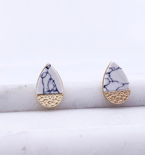 Howlite Semi Precious Stone Post Earrings