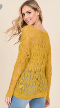 Load image into Gallery viewer, Mustard Crochet Pattern Sheer Sweater