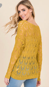 Mustard Crochet Pattern Sheer Sweater