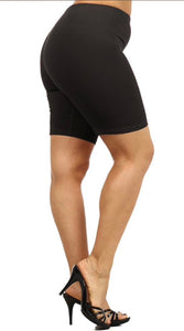 Black Cotton Thigh Shorts