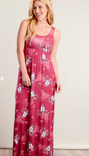 Load image into Gallery viewer, Magenta Floral Bullhead Maxi Dress