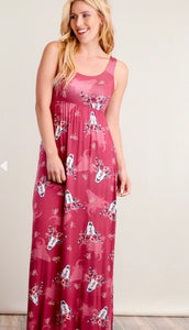 Magenta Floral Bullhead Maxi Dress