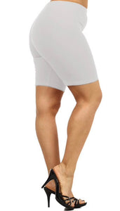 White Cotton Thigh Shorts