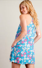 Load image into Gallery viewer, Blue Floral Lined Pocketed Dress