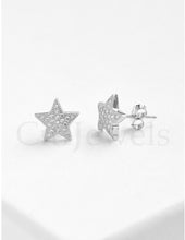 Load image into Gallery viewer, CZ Curved Star Earrings