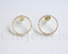 Load image into Gallery viewer, CZ Ring-Shaped Stud Earrings