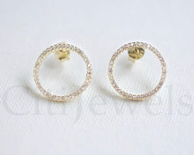 Load image into Gallery viewer, CZ Ring-Shaped Stud Earrings
