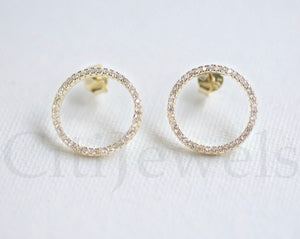 CZ Ring-Shaped Stud Earrings