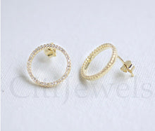 Load image into Gallery viewer, CZ Ring-Shaped Stud Earrings
