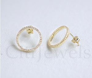 CZ Ring-Shaped Stud Earrings