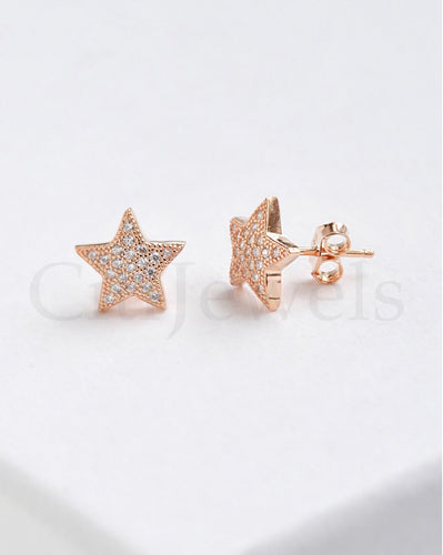 CZ Curved Star Earrings