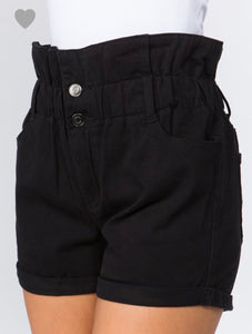 Paper Bag Waist Shorts With Button Front