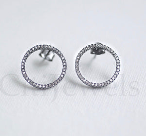 CZ Ring-Shaped Stud Earrings