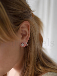 CZ Curved Star Earrings