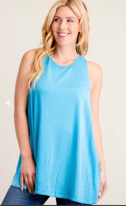 Washed Blue Sleeveless Twist Back Design Blouse