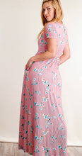 Load image into Gallery viewer, Red Vertical Stripe Floral Fit &amp; Flare Pocketed Maxi Dress
