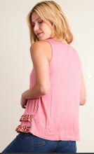 Load image into Gallery viewer, Blush Floral Ruffle Hem Sleeveless Tank