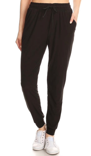 Black Buttery Soft Solid Basic Joggers