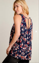 Load image into Gallery viewer, Navy Floral Sleeveless Tank