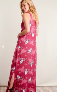 Magenta Floral Bullhead Maxi Dress