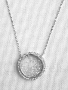CZ Glass Necklace with Floating Crystals