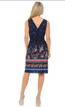 Load image into Gallery viewer, Casual Paisley On Navy Deep-V Summer Dress