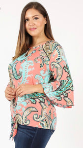 Boho Paisley Blouse With Bell Sleeves