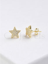 Load image into Gallery viewer, CZ Curved Star Earrings