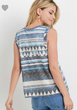 Load image into Gallery viewer, Blue Multi Geo Print Hatchi Muscle Tee