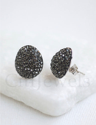Crystallized Egg-Shaped Stud Earrings
