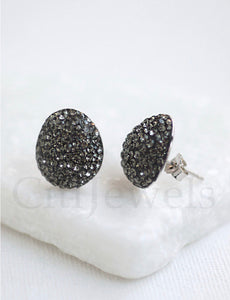 Crystallized Egg-Shaped Stud Earrings