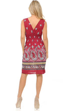Load image into Gallery viewer, Casual Ruby Red Floral Deep-V Summer Dress