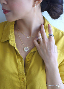 CZ Glass Necklace with Floating Crystals