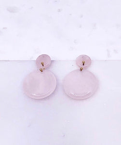 Pink Round Semi Precious Stone Earrings