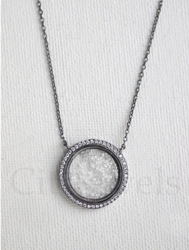CZ Glass Necklace with Floating Crystals
