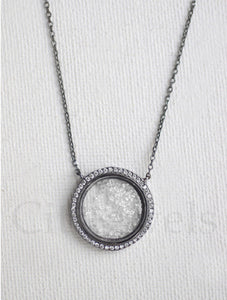 CZ Glass Necklace with Floating Crystals