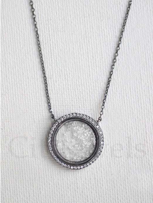 CZ Glass Necklace with Floating Crystals