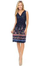 Load image into Gallery viewer, Casual Paisley On Navy Deep-V Summer Dress