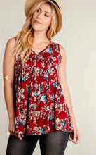 Load image into Gallery viewer, Burgundy Floral Sleeveless Tank