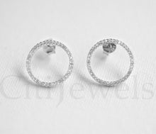 Load image into Gallery viewer, CZ Ring-Shaped Stud Earrings