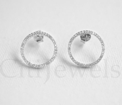 CZ Ring-Shaped Stud Earrings