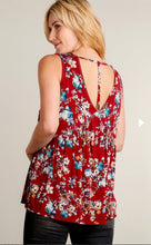 Load image into Gallery viewer, Burgundy Floral Sleeveless Tank