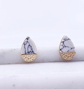 Howlite Semi Precious Stone Post Earrings