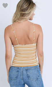Mustard Scooped Neck Ribbed Knit Tank