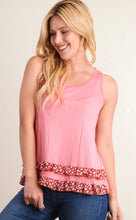 Load image into Gallery viewer, Blush Floral Ruffle Hem Sleeveless Tank