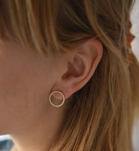CZ Ring-Shaped Stud Earrings
