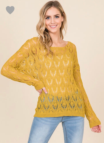 Mustard Crochet Pattern Sheer Sweater