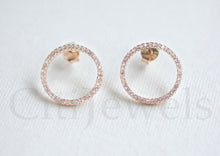 Load image into Gallery viewer, CZ Ring-Shaped Stud Earrings